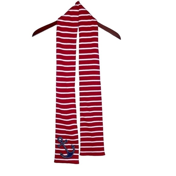 L.L. BEAN Striped Nautical Sweater Knit Scarf One Size in Red and White Stripe - Picture 3 of 14